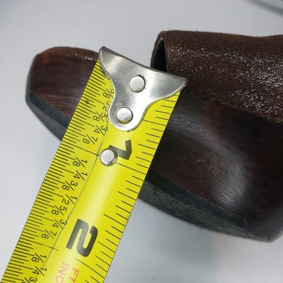 VERA PELLE Antique Japanese Wooden Shoes Asian Ankle Wrap Open Toe Sz 37 Brown - Picture 10 of 14